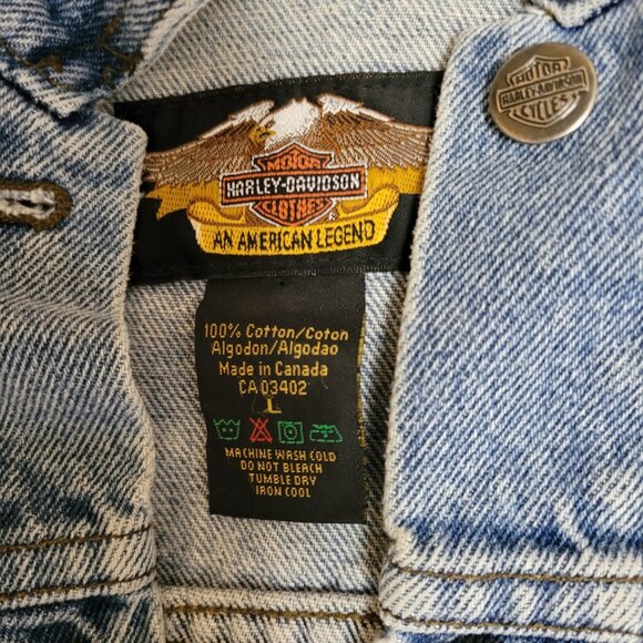 Vintage Harley Davidson Denim Jacket Womens L 100th Year Anniversary 1903-2003 - Picture 2 of 7